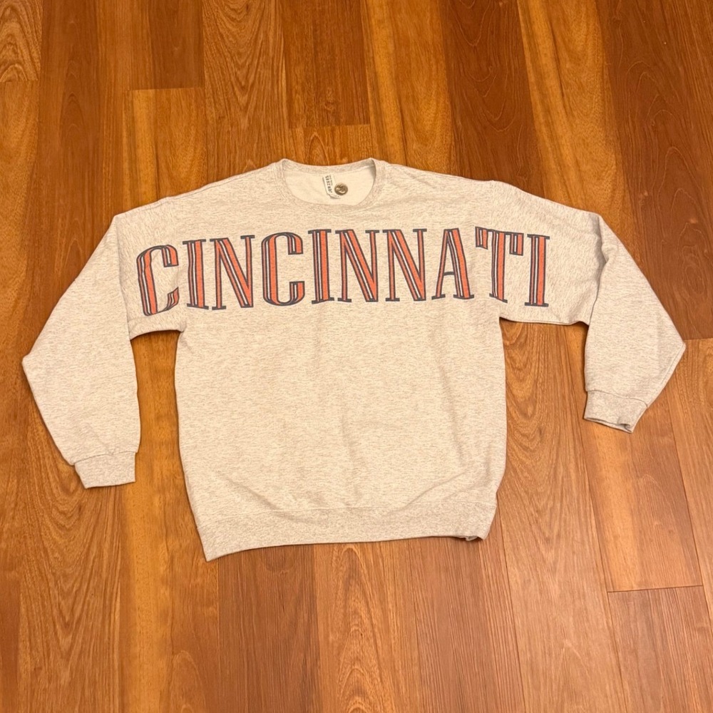 Cincinnati Spellout Gray Sweatshirt Pullover Men's Size Large